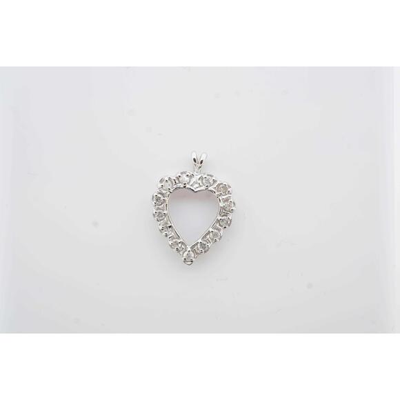 Estate Sale 14k White Gold Diamond Pendant Charm 0.32 TCW Vintage Jewelry - Picture 1 of 6